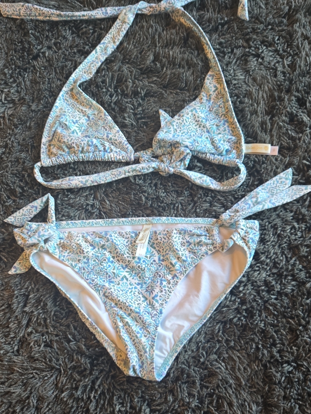 Helen Jon Pastel Blue and Lavender Floral Swim Top